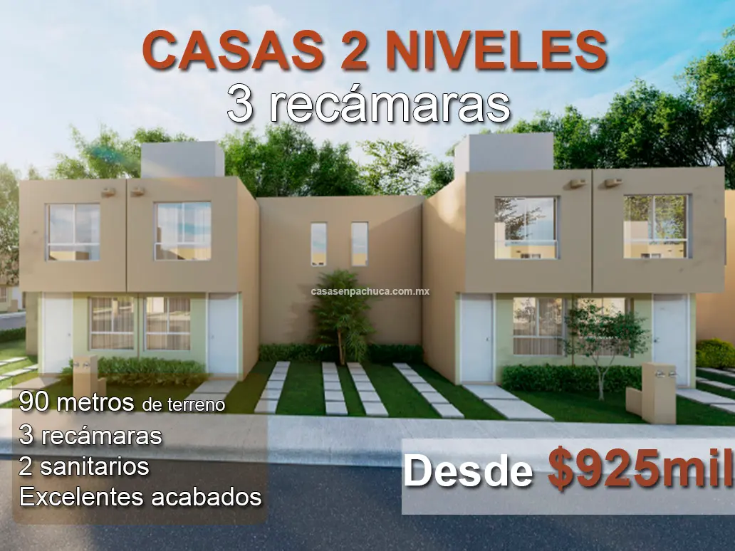 Casas en venta en Pachuca 2 pisos 3 recmaras