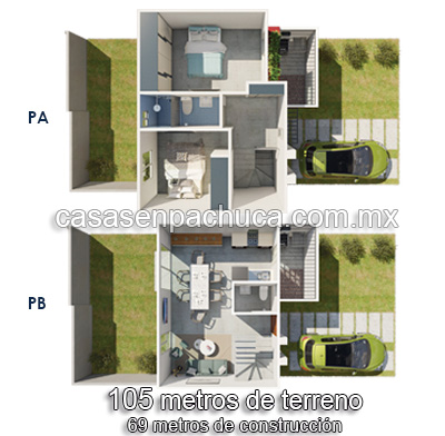 plano de casas baratas en venta en pachuca en privada 2 pisos 2 recámaras