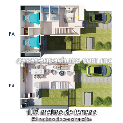 plano casas en venta en pachuca hidalgo infonavit 3 recámaras